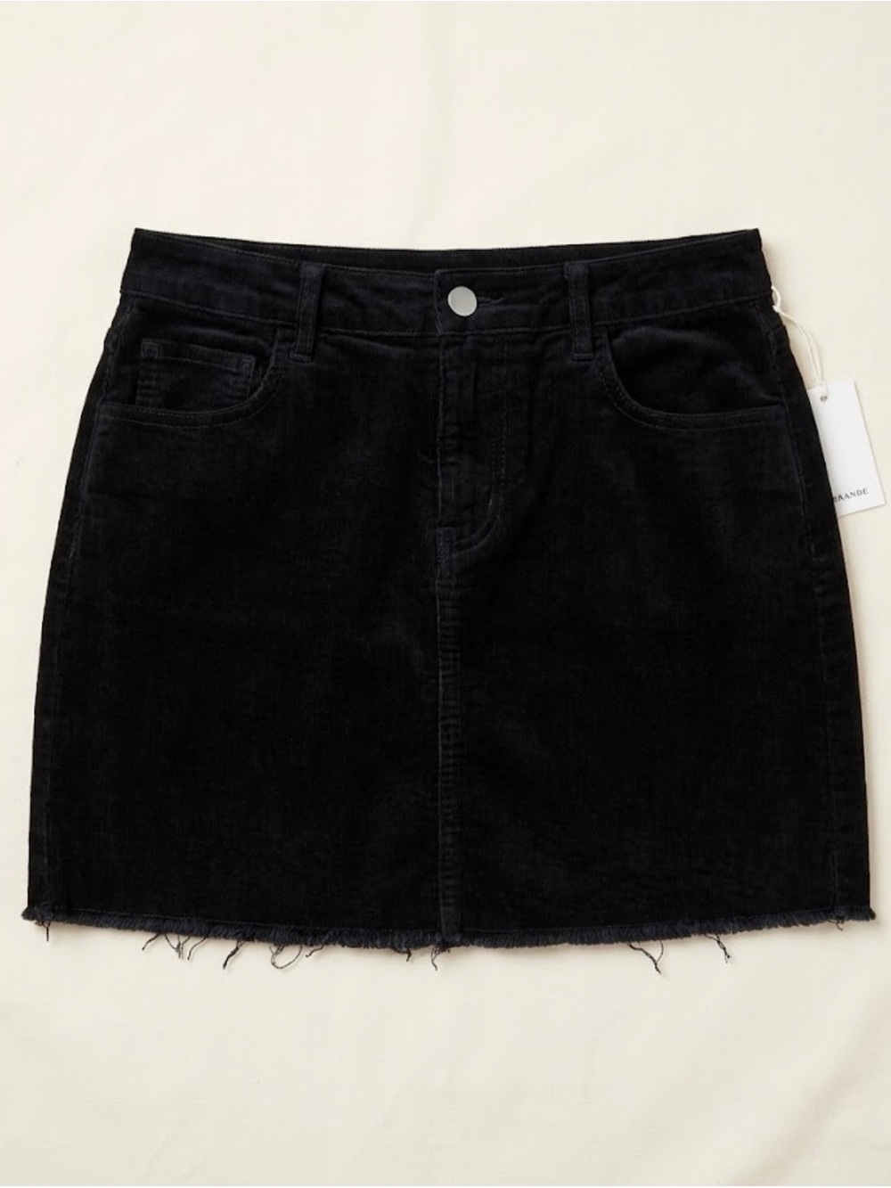 Forever 21 Like New Black Corduroy Raw Hem Mini Skirt Size Small
